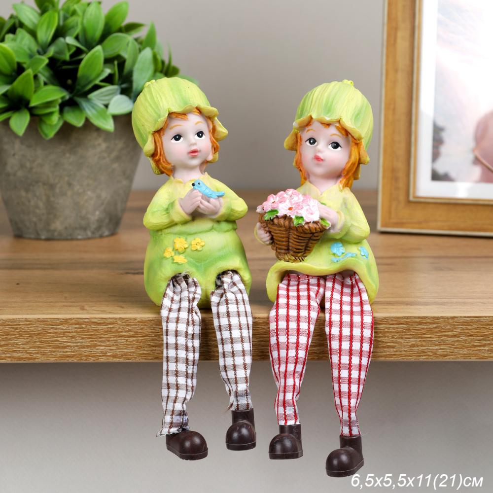 Фигурка Мальчик/Девочка висячие ножки 2 штуки набор / 2006 /уп 96/А