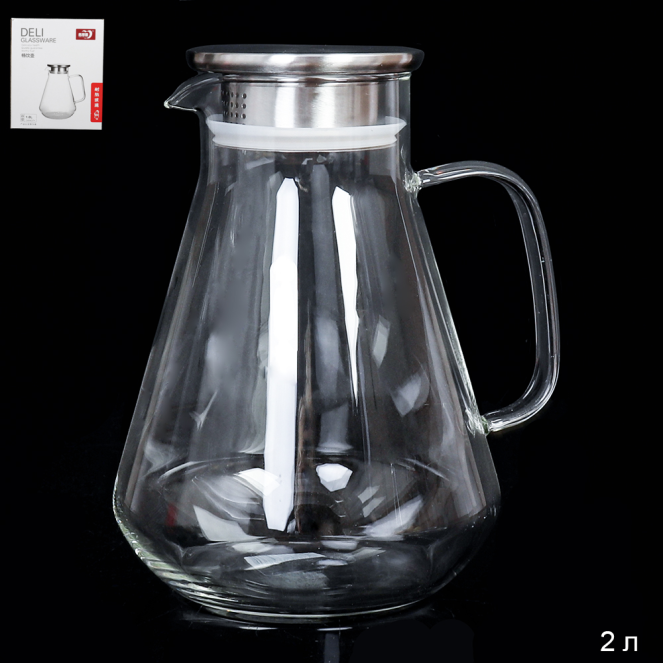 Кувшин 2000 мл стеклянный / GT-35-63 /уп 36/ Металлическая крышка
