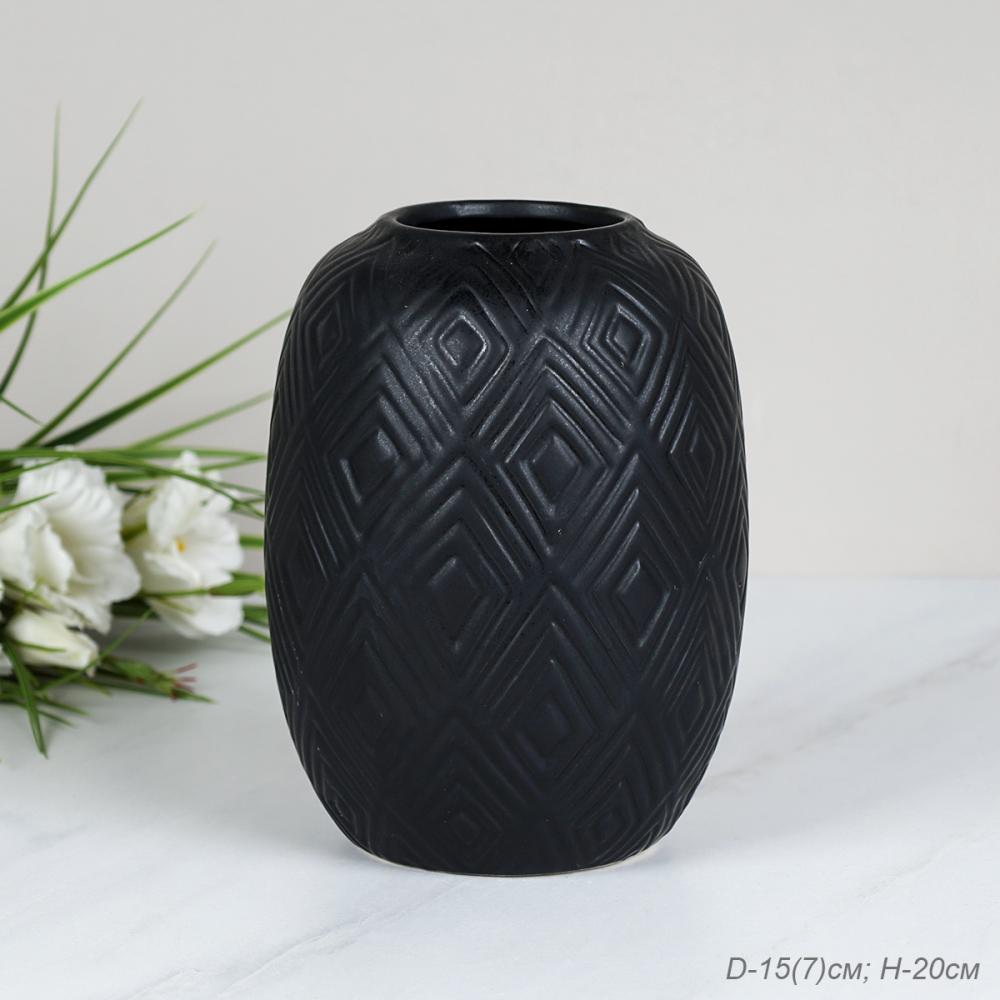 Ваза 20 см черная / WRF-164 /уп 10/