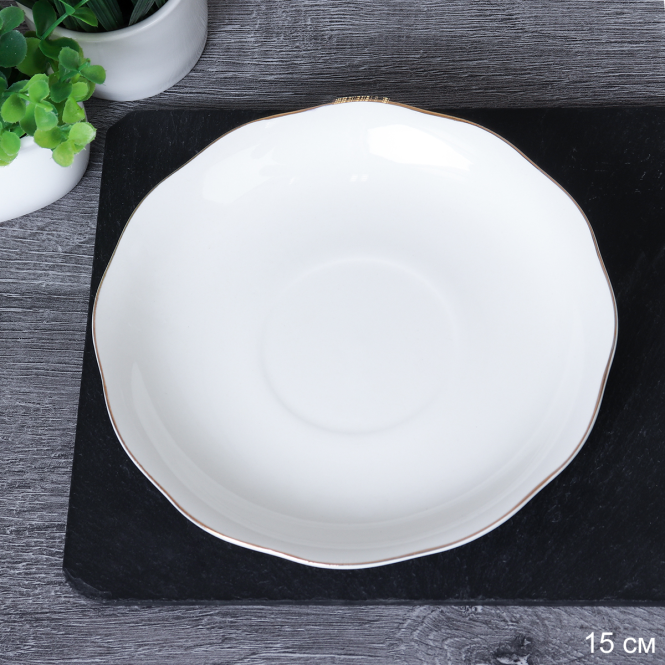 Блюдце / RS/FY203005/FY196003 Grey /уп 8/ отводка золотом/ 2 сорт