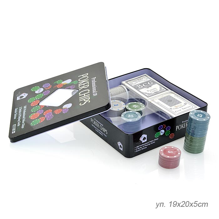 Набор для покера фишки карты / 6619 /уп 18/