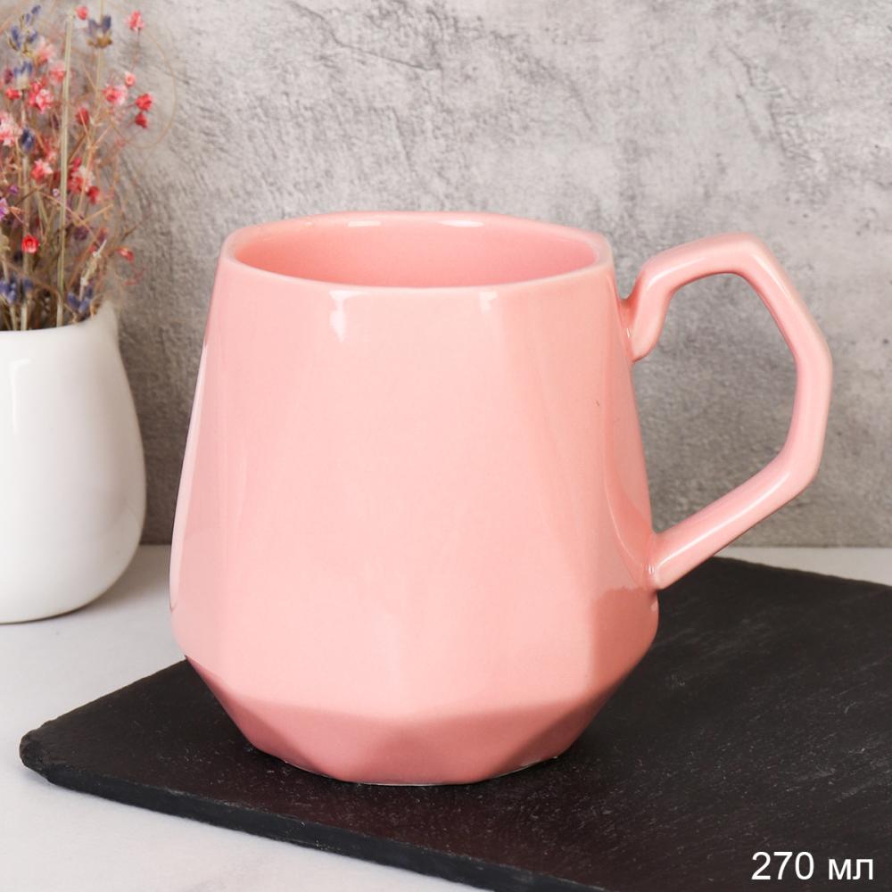 Кружка 270 мл с Гранями / MC-038 /уп 64/ Розовая