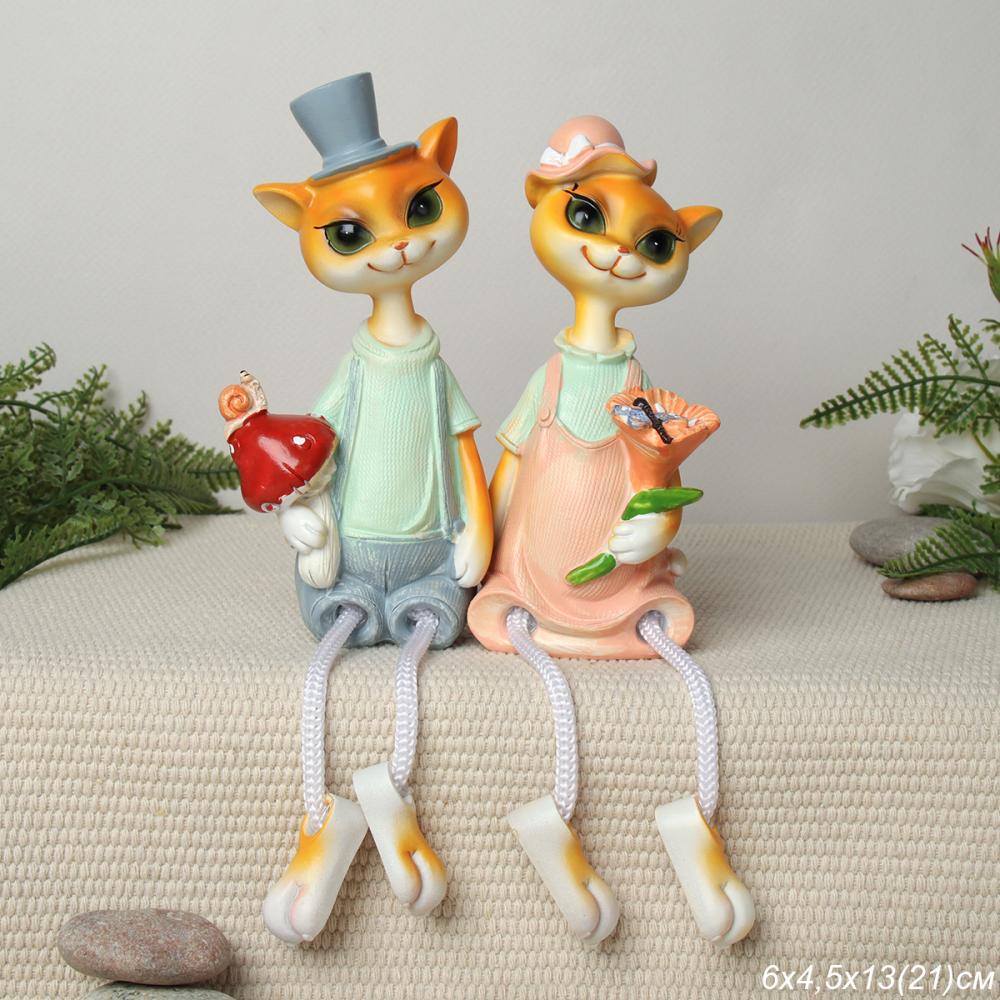 Фигурка Кошка висячие ножки 2 штуки набор 21 см / 9465 /уп 48/