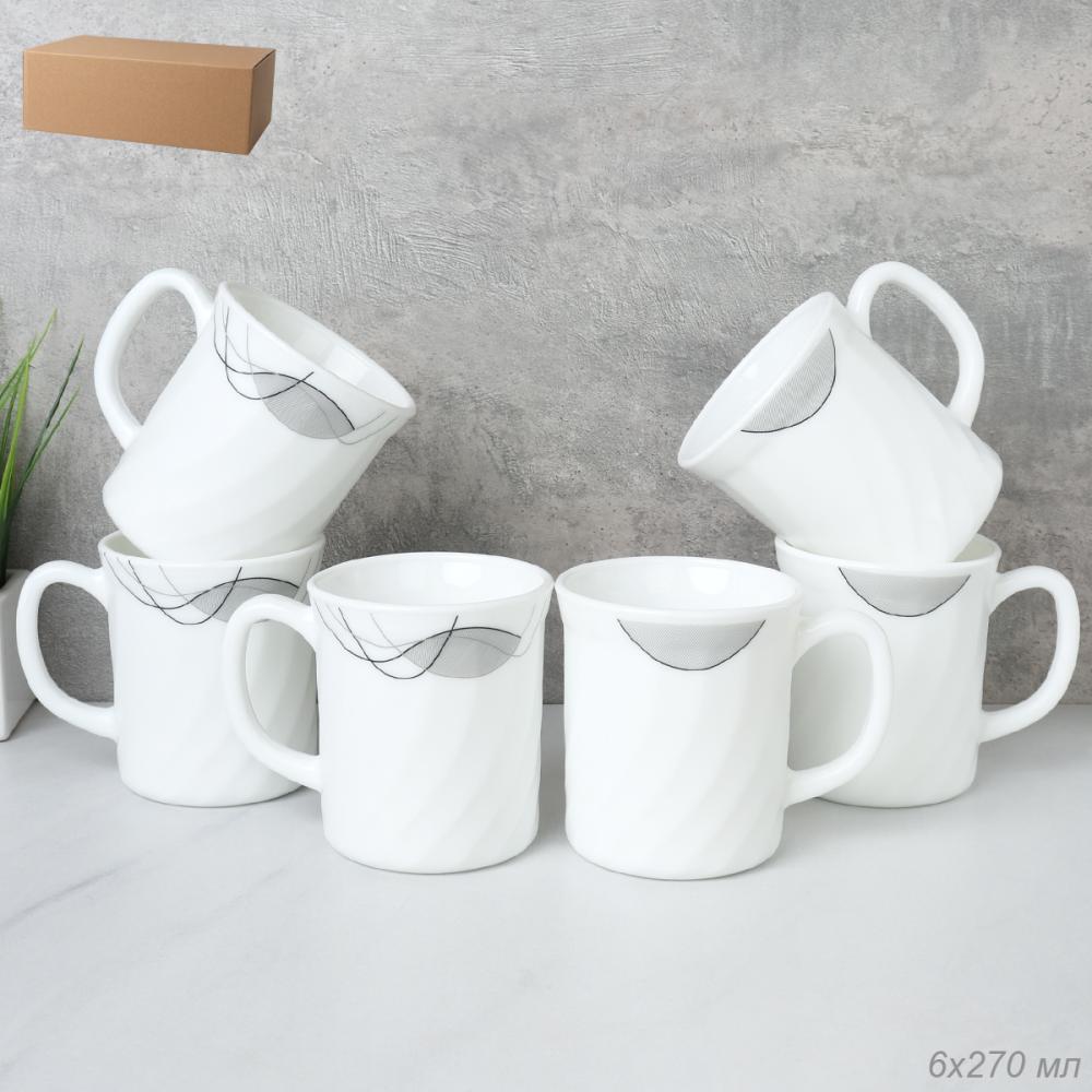 Кружка 6 штук 270 мл рифленая / XWCB250 (2029) /уп 8/ Абстракция волны/735604