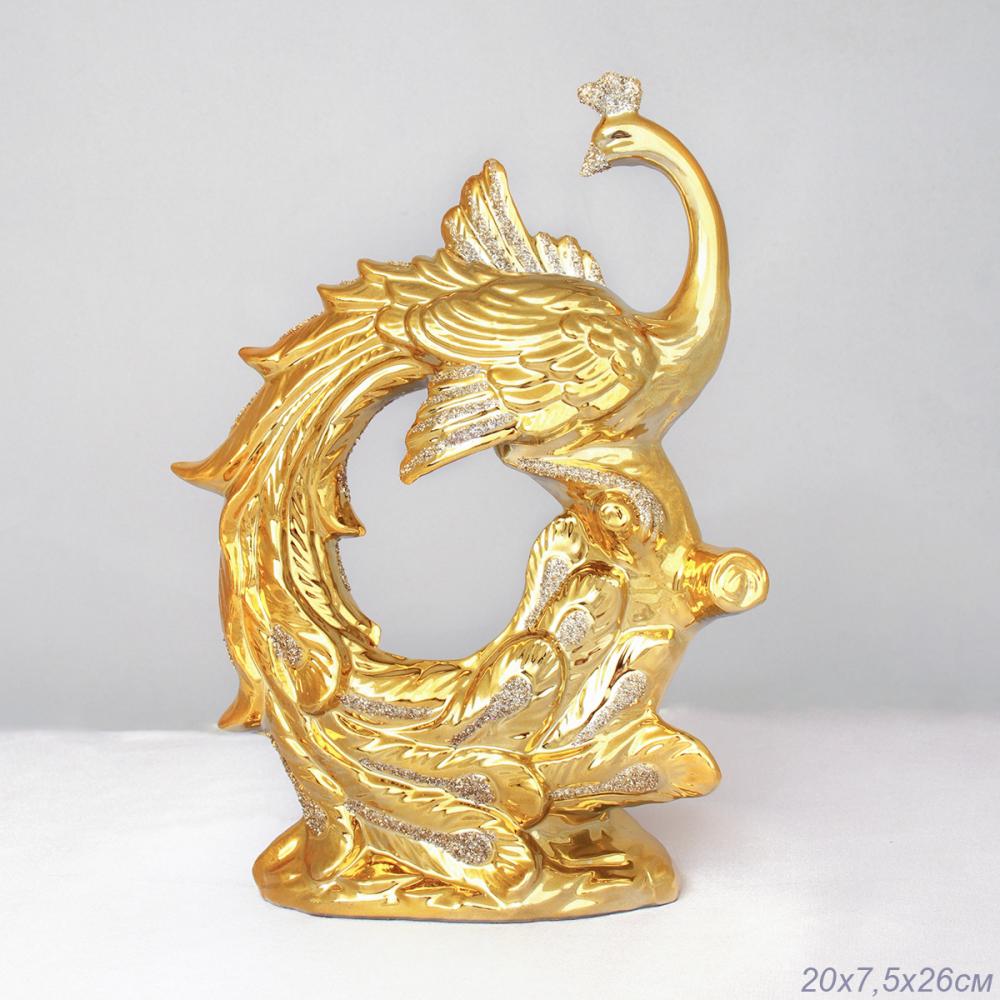 Статуэтка Павлин 26 см / W3355 /уп 24/золото