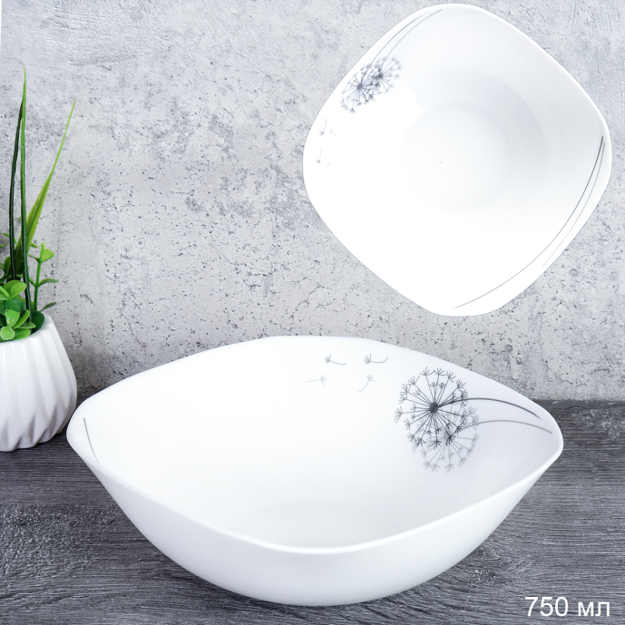 Тарелка суповая квадратная 750 мл 190 мм / LKSW75 (2028) /уп 36/ Одуванчик 735594