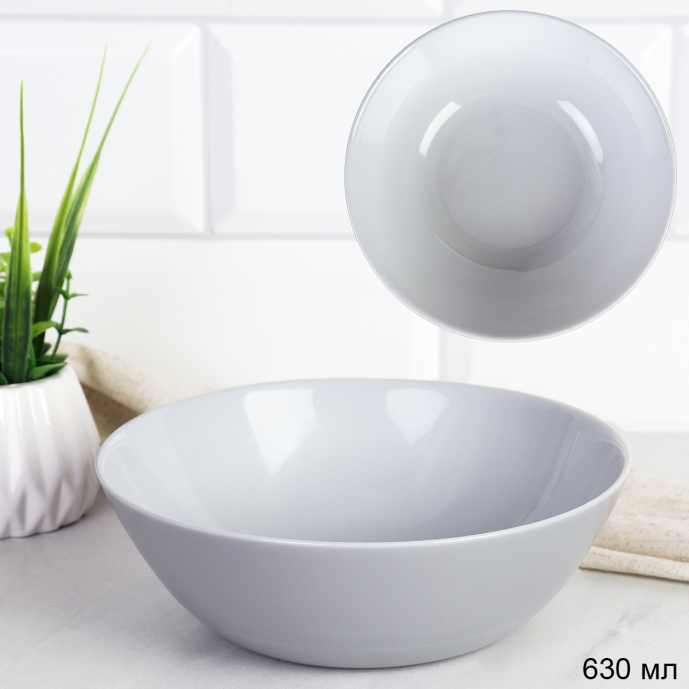 Набор суповых тарелок 6 штук 630 мл 155 мм Дэй Серый цвет GR-FLMLTW60 (уп 8)