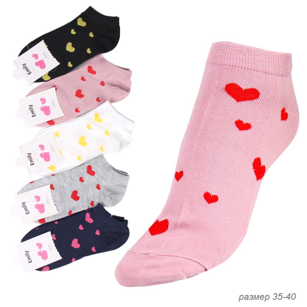 Носки женские р. 35-40 набор 10 штук короткие Сердце / L706 /уп 50/100/микс