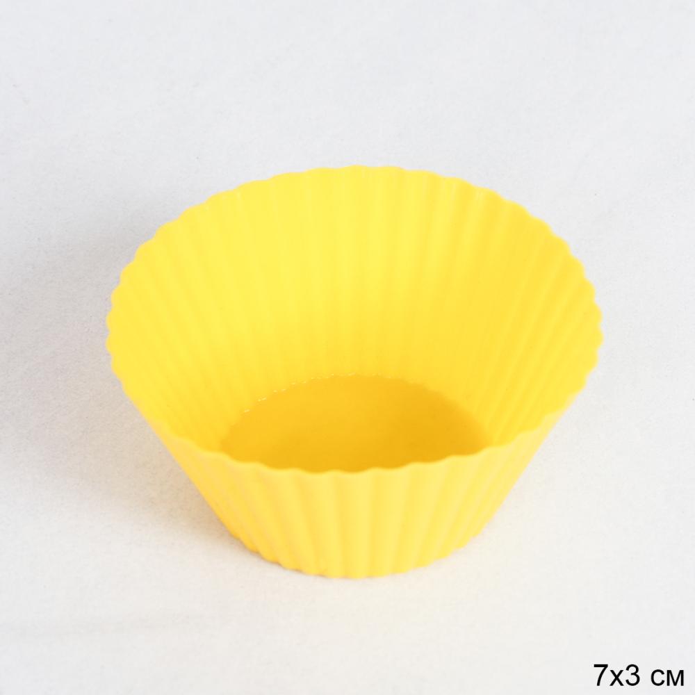 Форма для выпечки силиконовая для кексов 7х3 см / GF-626 /уп 10/2000/ желтая