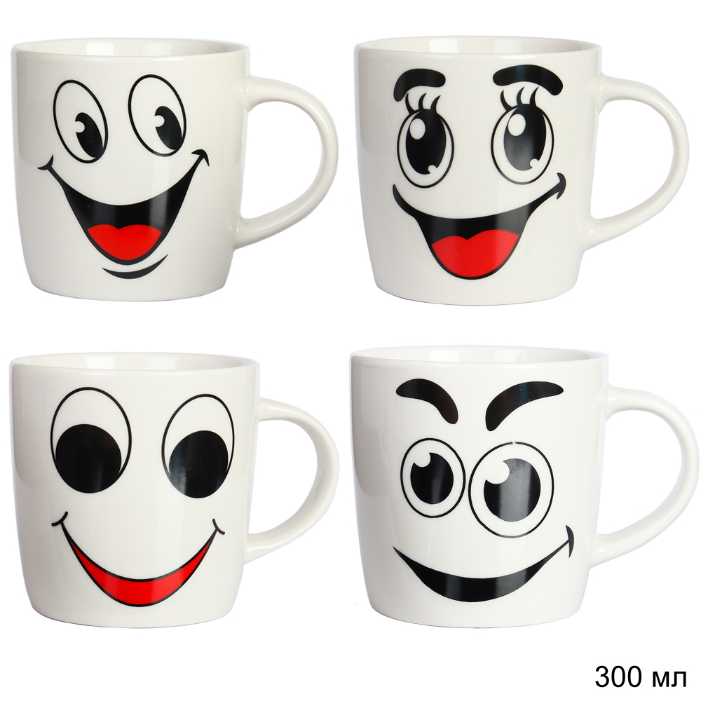 Кружка 300 мл Смайлик / TY12 /уп 72/ белый/
