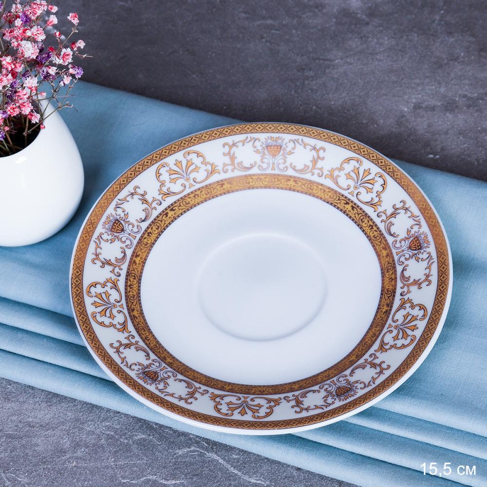 Блюдце 15,5 см / LY-2137 /уп 8/ Золотая нить
