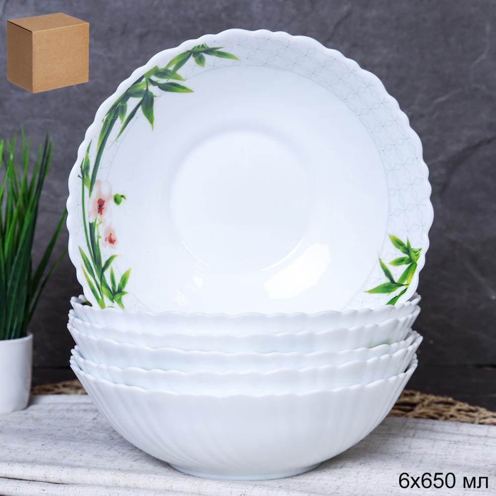 Набор суповых тарелок 6 штук 650 мл 175 мм / TW-70 (6773) /уп 8/ Бамбук с орхидеей/ 740051