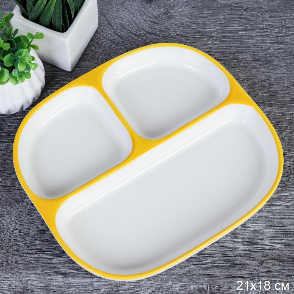 Блюдо менажница 3 секции 21х18 см / GDE-114 /уп 17/