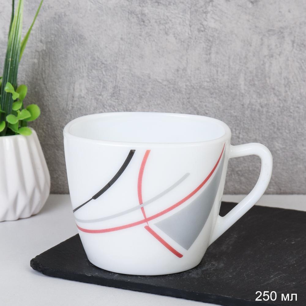 Кружка 250 мл квадратная / FXB220/12 (7267) / Полосы бордо/ ШТУЧНО