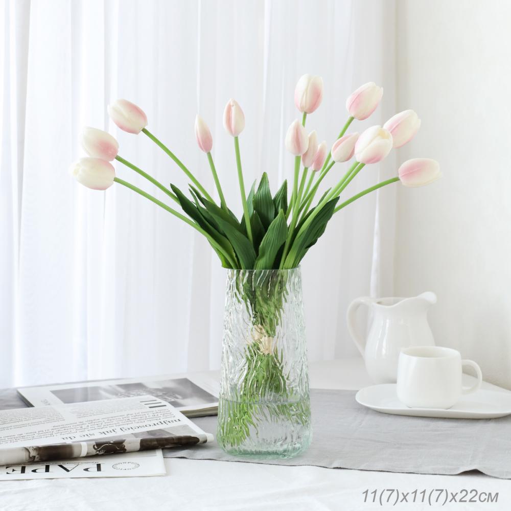 Ваза для цветов 22 см прозрачная / WRD-138 /уп 24/ без и/уп