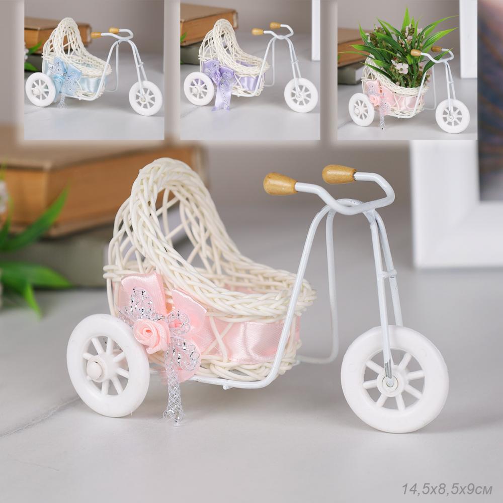 Корзина декоративная Коляска 14х8х9 см / SY188 /уп 500/ПРОМО АКЦИЯ (розовый)