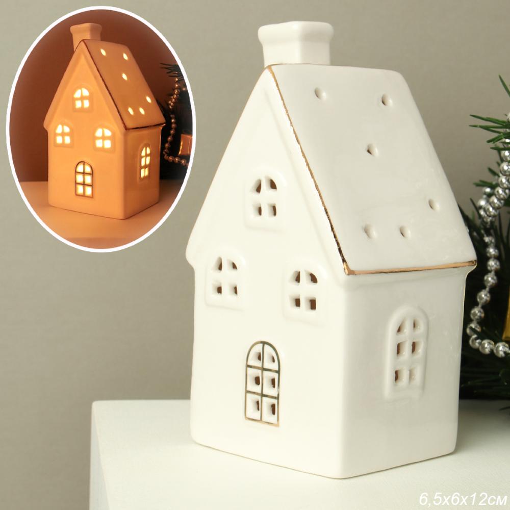 Фигурка Домик с подсветкой 12 см новогодний / YZ19670 /уп 72/LED