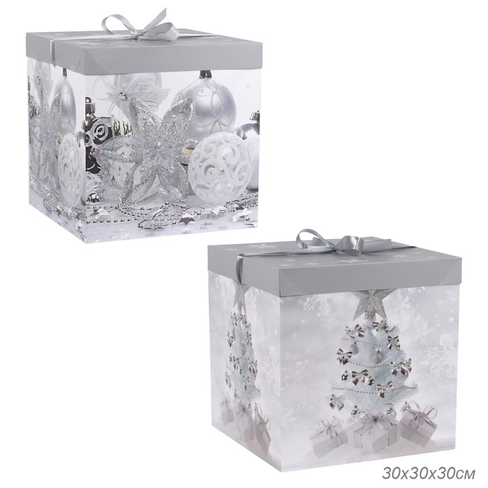 Коробка подарочная 30х30х30 см складная / BOX-068/3 /уп 12/180/Новый год