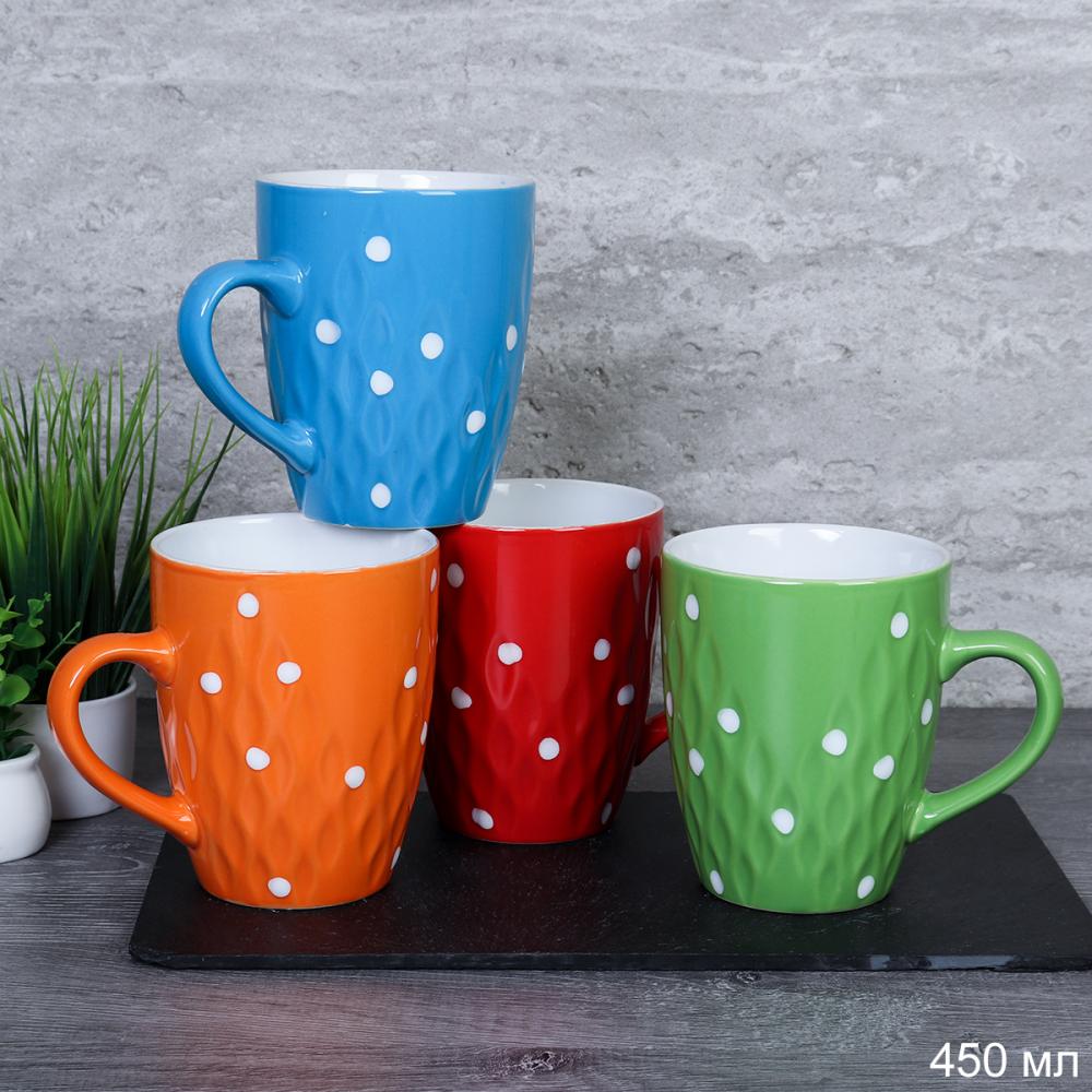 Кружка 450 мл  / 3312-4 /уп 12/36/ Горох 4 цвета микс