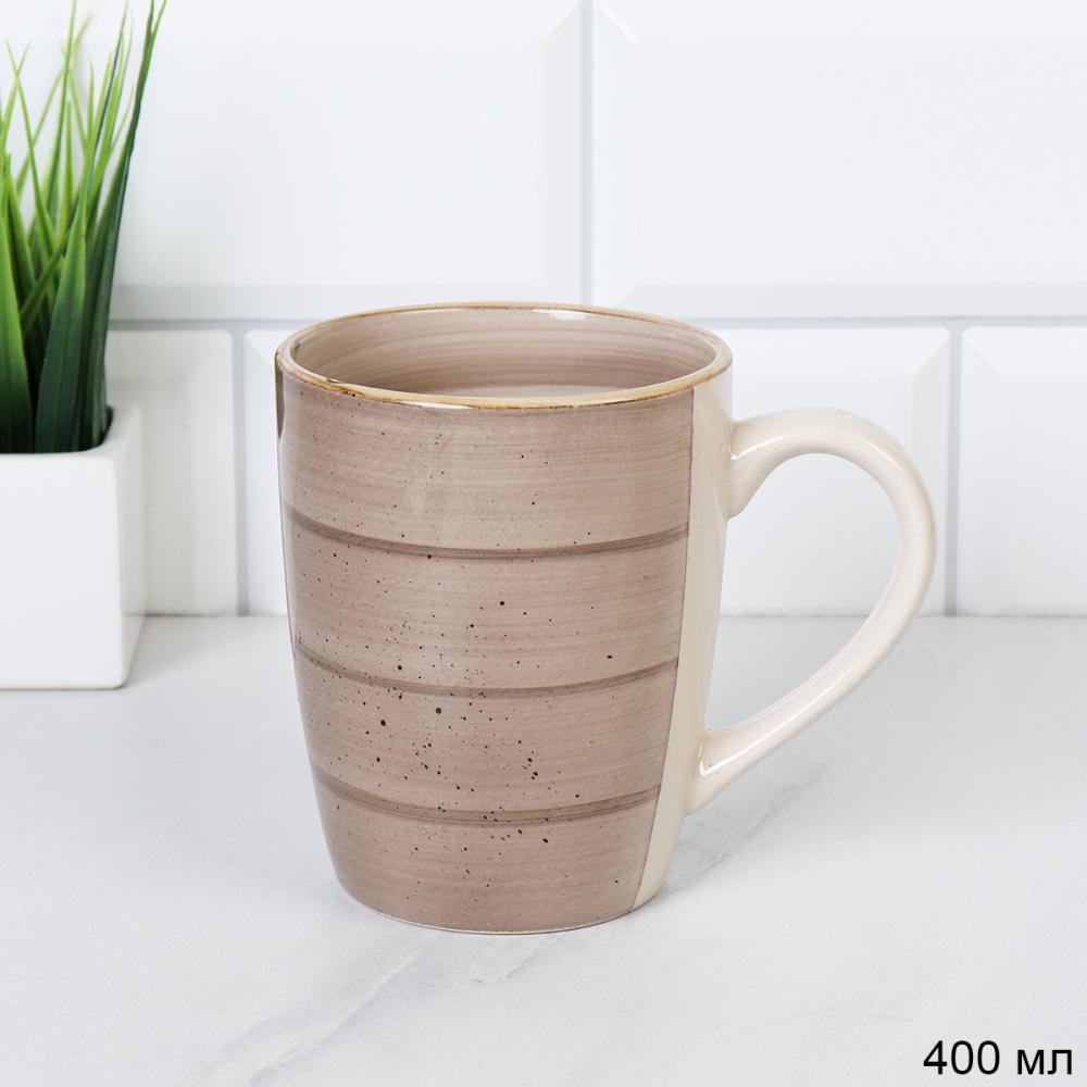 Кружка 400 мл / WHP24-0155G / Бежевый Крапинка ШТУЧНО