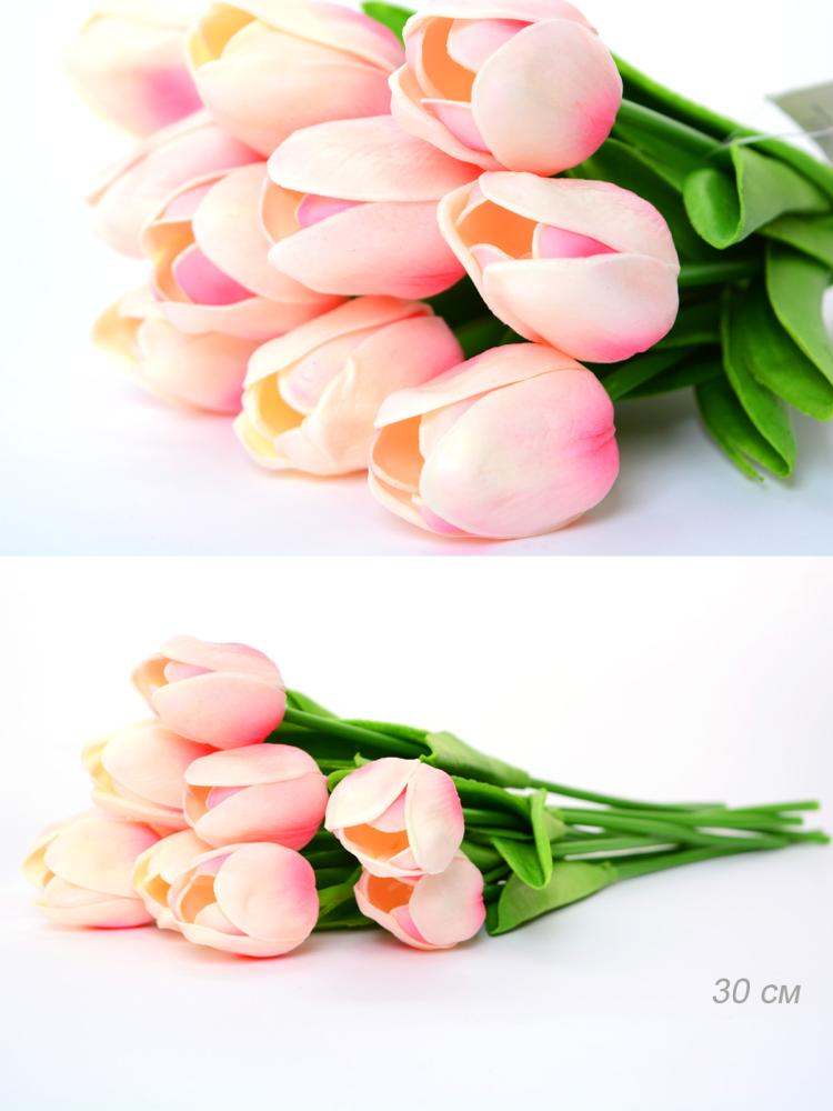 Цветок искусственный Тюльпан 30 см кремово-розовый / 18-4/4 /уп 10/120/1440/ латекс