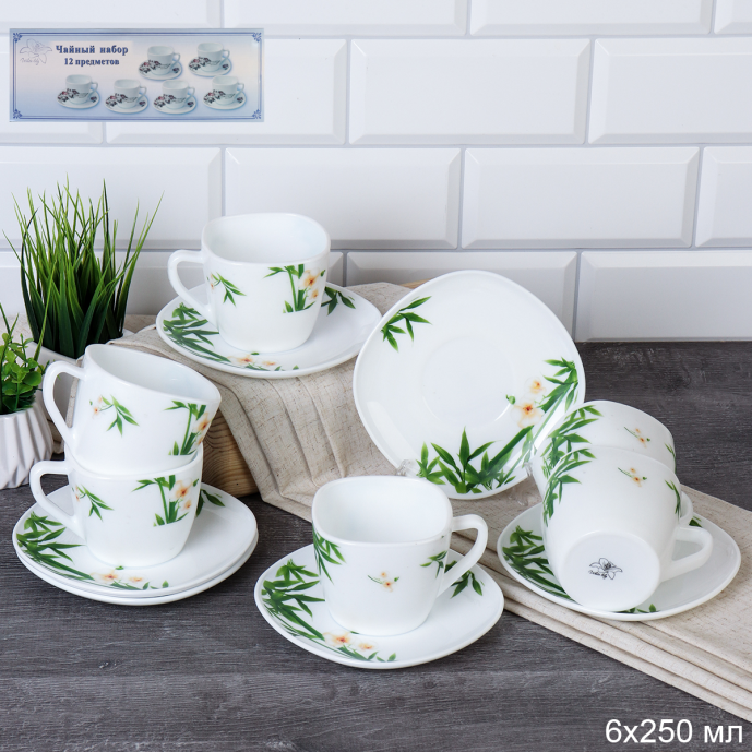 Кружка 250 мл квадратная / FXB220/12 (6773) / Бамбук с орхидеей / ШТУЧНО