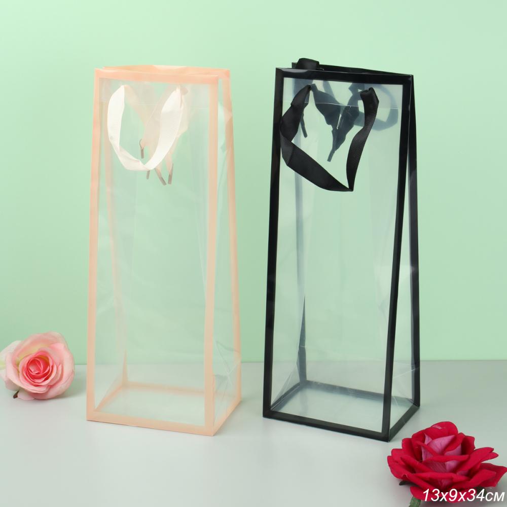 Пакет подарочный 34х13х9 см прозрачный с ручками / 904-73 /уп 10/600/пластик