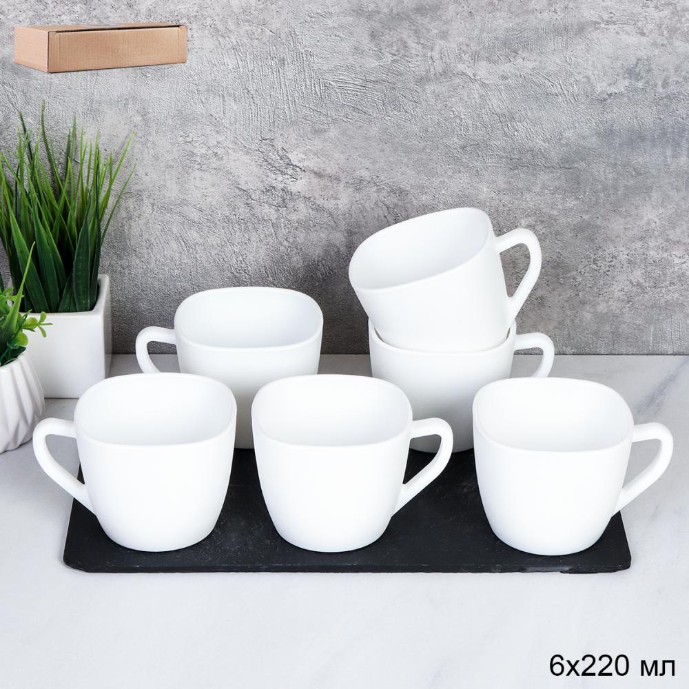 Кружка 6 штук 250 мл квадратная форма / SP220 (white) /уп 8/