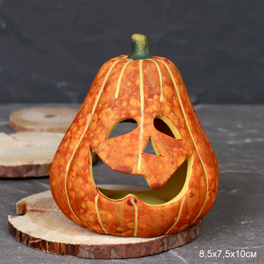 Подсвечник Тыква 8,5х7,5х10 см / 1114B /уп 4/72/Хеллоуин