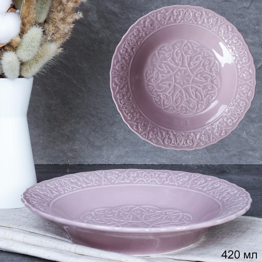 Тарелка глубокая суповая 420 мл / VF-4889 /уп 22/ пудровая   718195