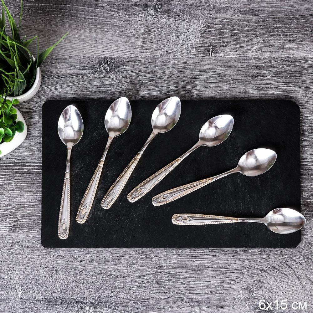 Ложка чайная 6 штук Золото Маэстро Глянец / DER-146/уп 100/ 0,33/