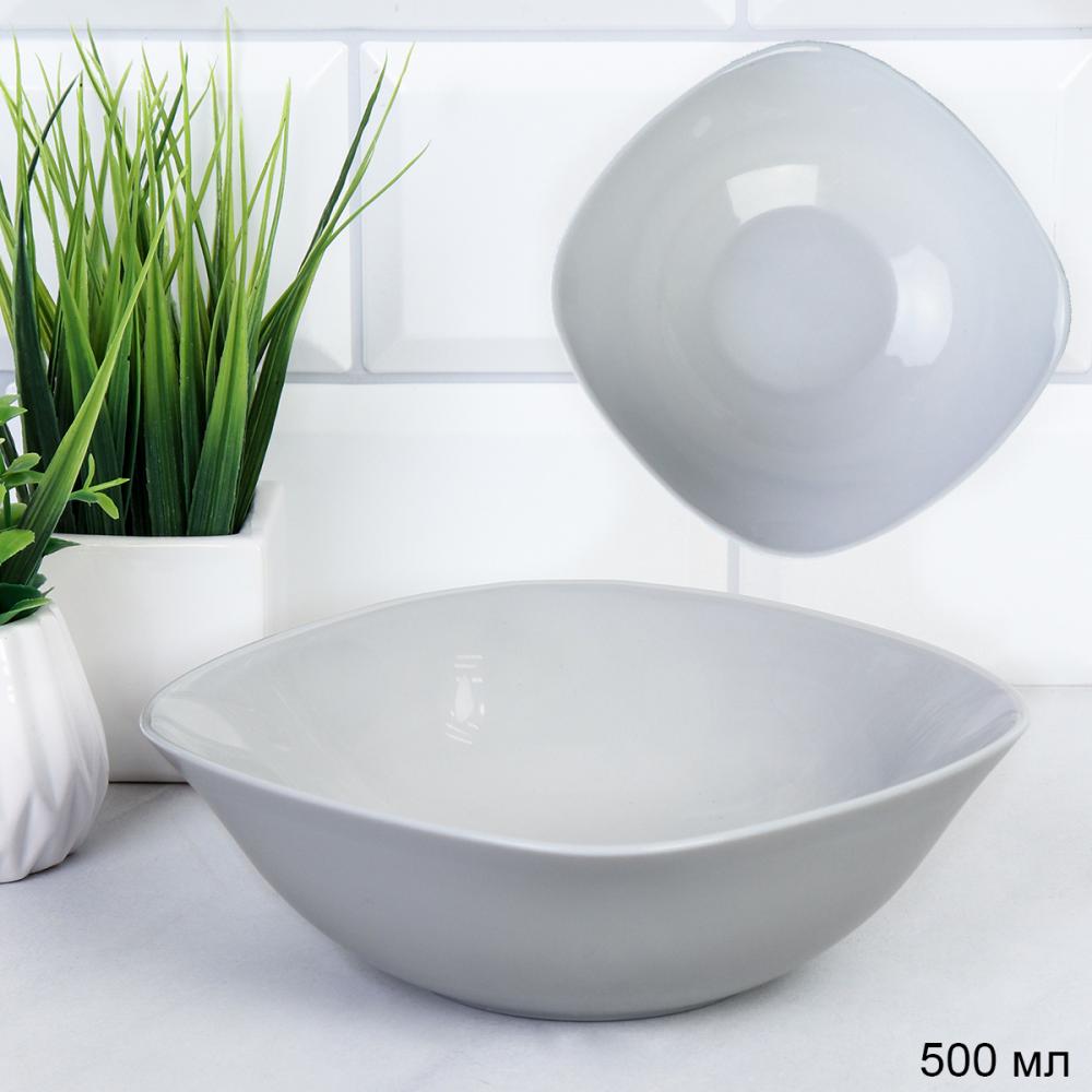 Тарелка квадратная суповая 500 мл Серый цвет  GR-SQ FLFW65 /уп48/ 740268