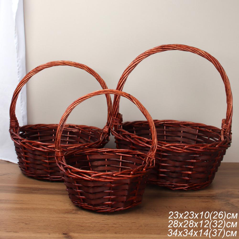 Корзина плетеная 3 штуки 32х24х10/26х20х9/20х14х7 см / S/3 22-41 /уп 28/круглая 734765
