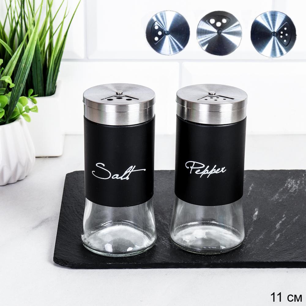 Емкость для специй 11 см с надписью / L-100-21 /уп 12/144/ 0,16/ Черная/ 657231