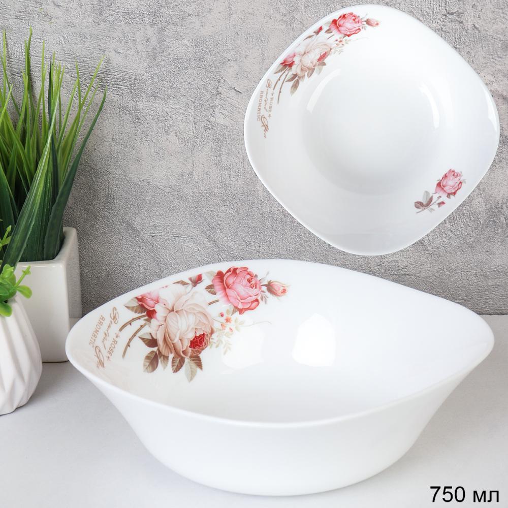 Салатник квадратный 750 мл 170 мм тарелка глубокая / FSW-75XN (6916) /уп 3/36/ серия Чайная роза