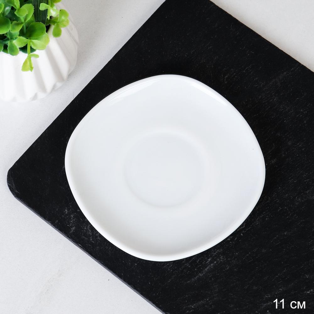 Блюдце 120 мм белое квадратное кофейное ШТУЧНО / FXB120/FBD120-6 (WHITE )