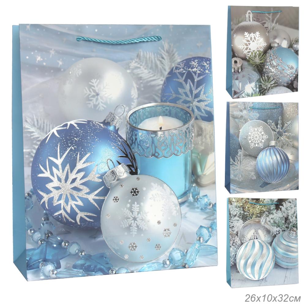 Пакет подарочный 26х32х10 / 10220-M /уп 12/480/ микс Новый год