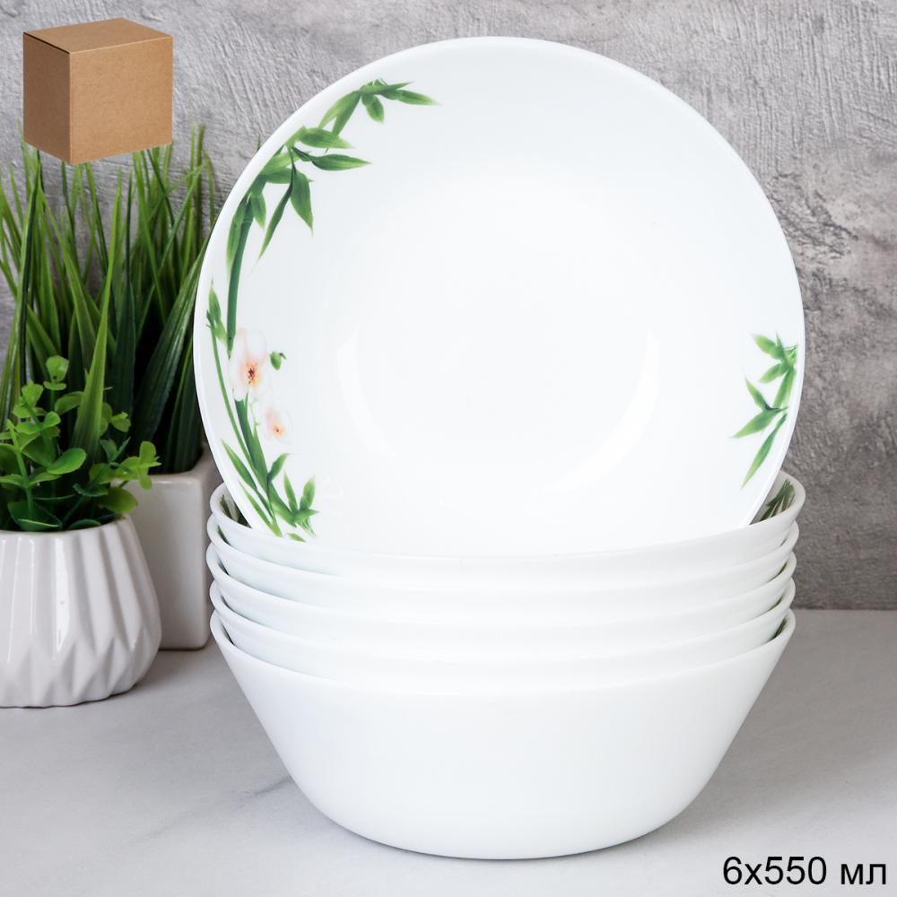Набор суповых тарелок 6 штук  550 мл 155 мм ЕВРО/ LGW-60 (6773) /уп 6/12/ Бамбук с орхидеей