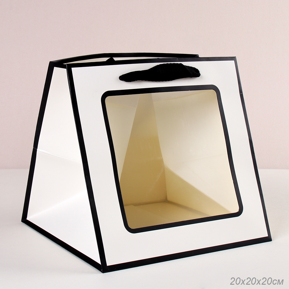 Пакет подарочный с окном 20х20х20 / 904-47 /уп 10/200/