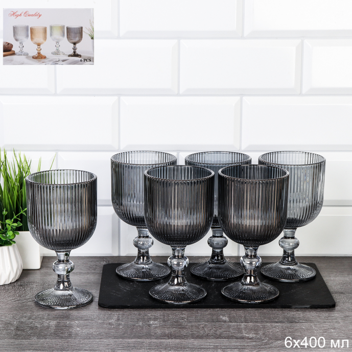 Бокал для вина 400 мл / KF-039-2 / серый / ШТУЧНО