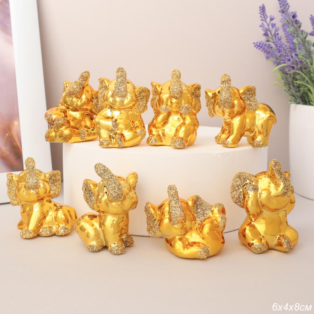 Фигурки Слоники 8 штук набор / W109-1 /уп 40/золото