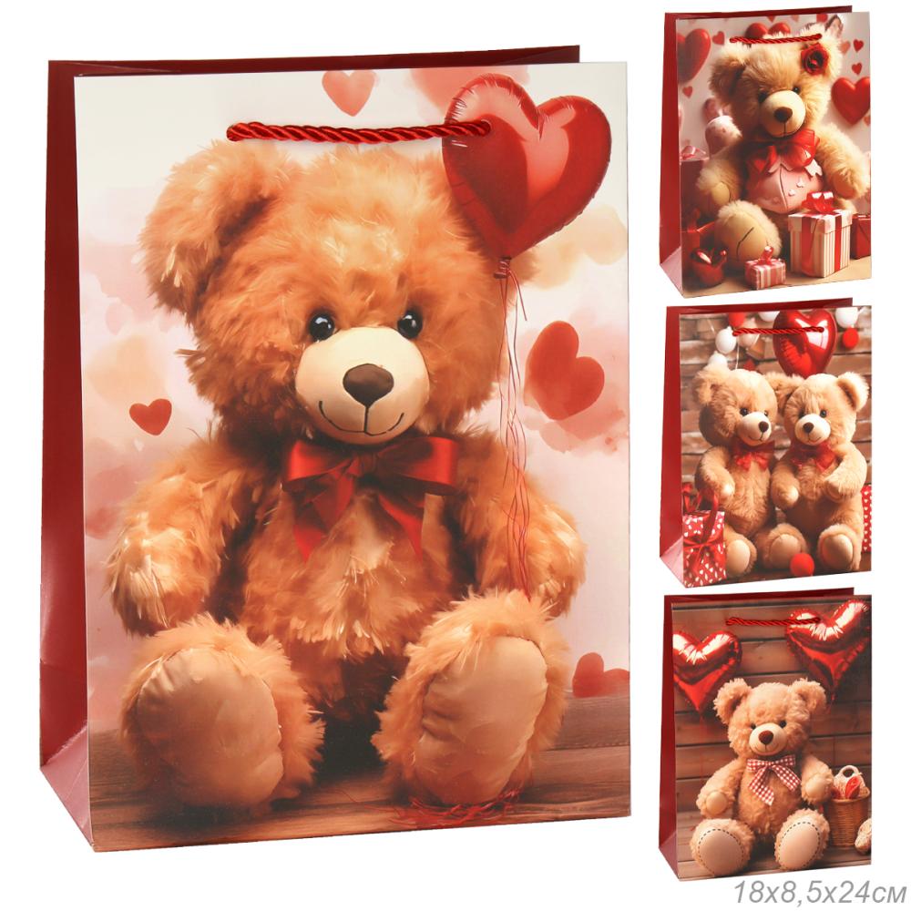 Пакет подарочный 18x24x8,5 Мишки / 24821S /уп 12/720/