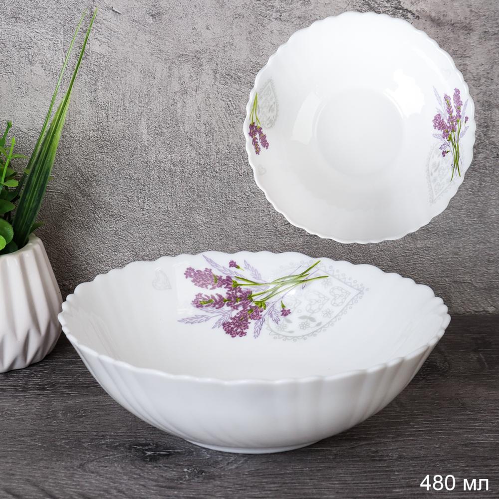 Салатник 480 мл 155 мм тарелка глубокая / TW-60 (7131) /уп 6/72/ Лаванда печать сердечко
