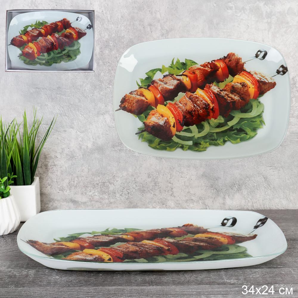 Блюдо прямоугольное глубокое 34х24см / S445014C-T312 /уп 12/ Шашлыки