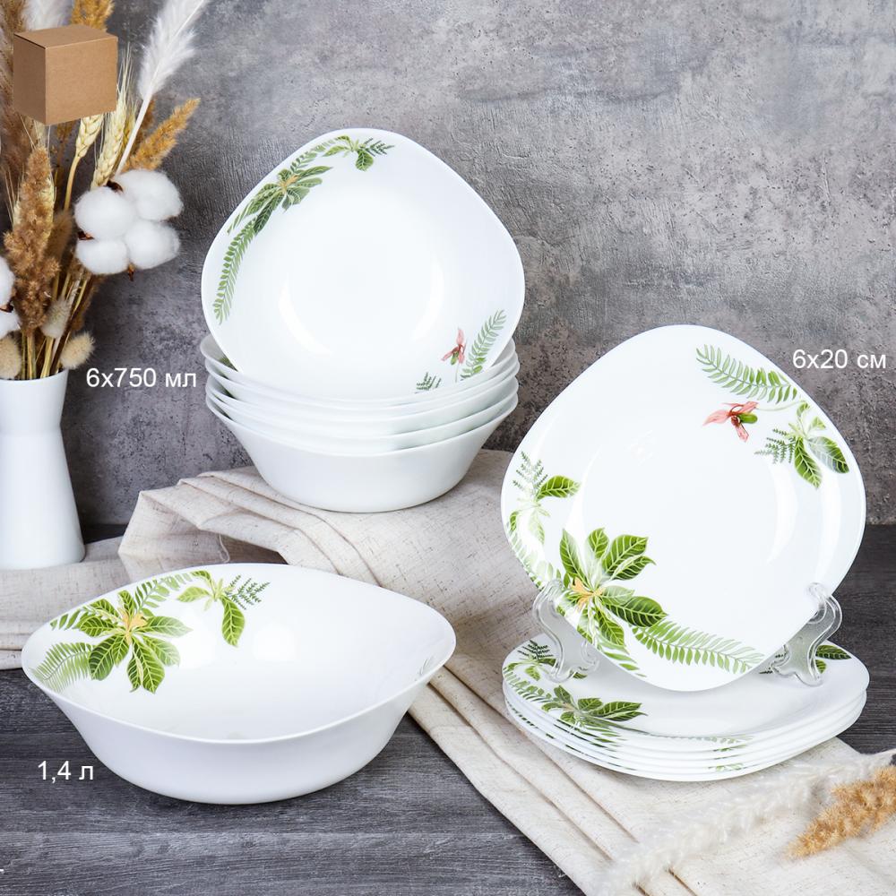 Столовый набор 13 предметов квадратный / GRAY Sq13/87595 (6750) /уп 2/ Тропики