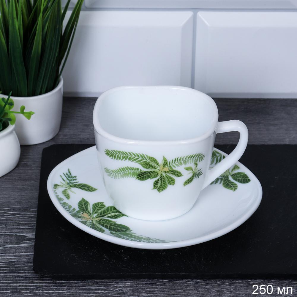 Чайная пара 2 предмета 250 мл квадратная ПАРА / GRAY-FXB220/12 (6750) /уп 48/ Тропики