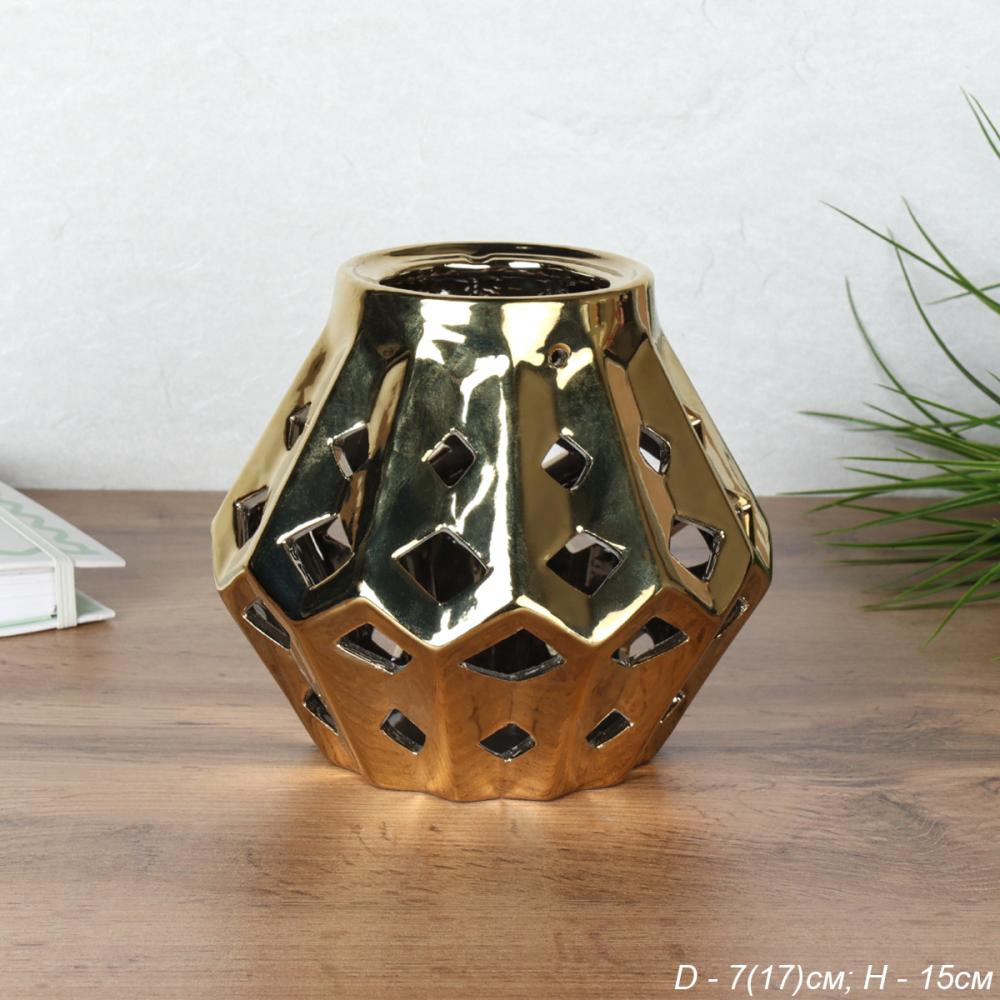 Ваза 16 см золото / FLM-100-5 /уп 10/без индивидуальной упаковки