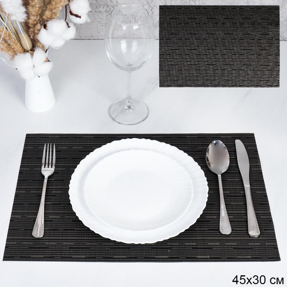 Салфетка для сервировки стола ПОЛОСЫ 30х45 см ШТУЧНО / P1 /уп 10/300/черная с золотом