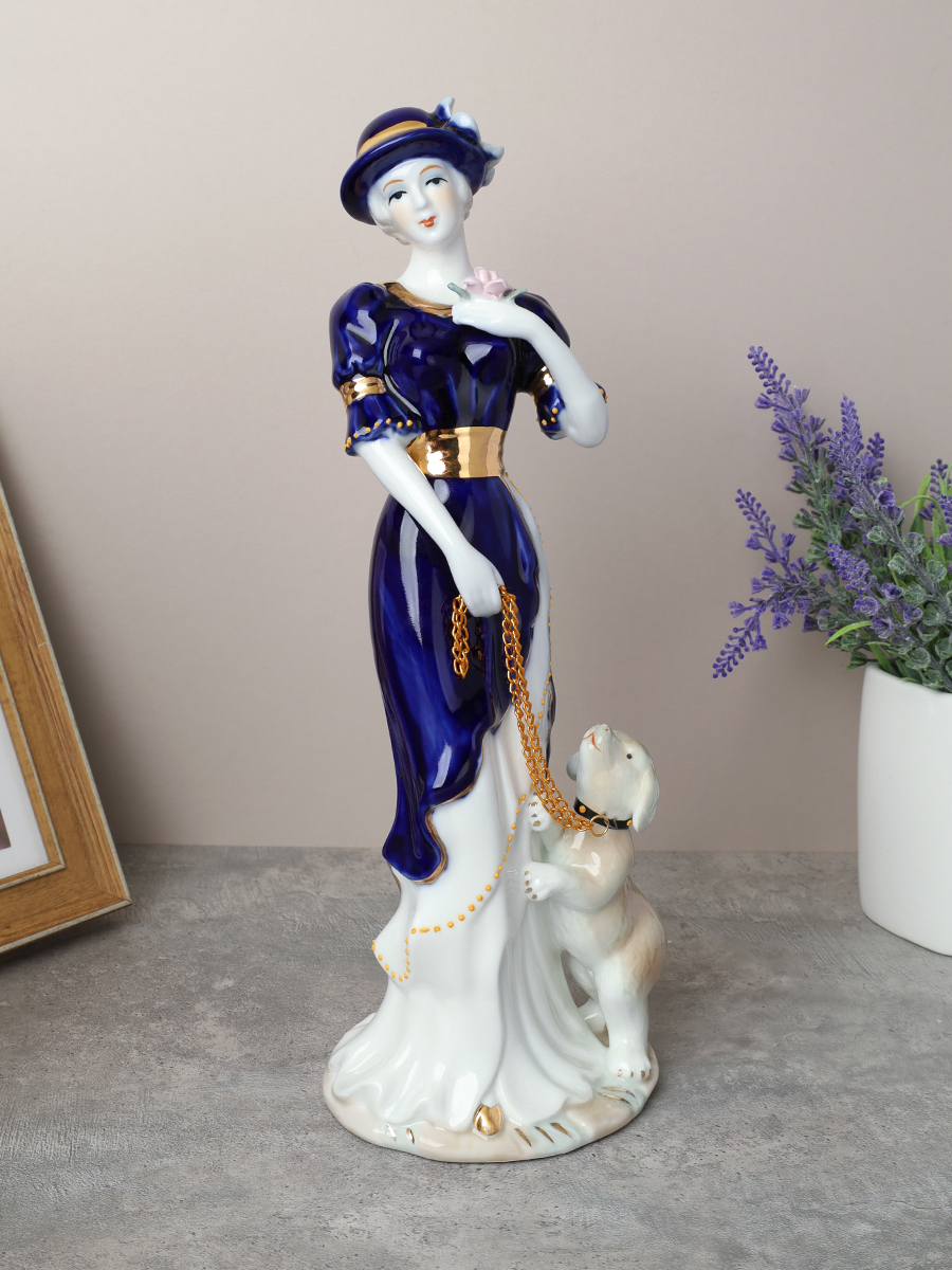 Статуэтка Дама с собачкой 30 см / XH-0838 /уп 24/