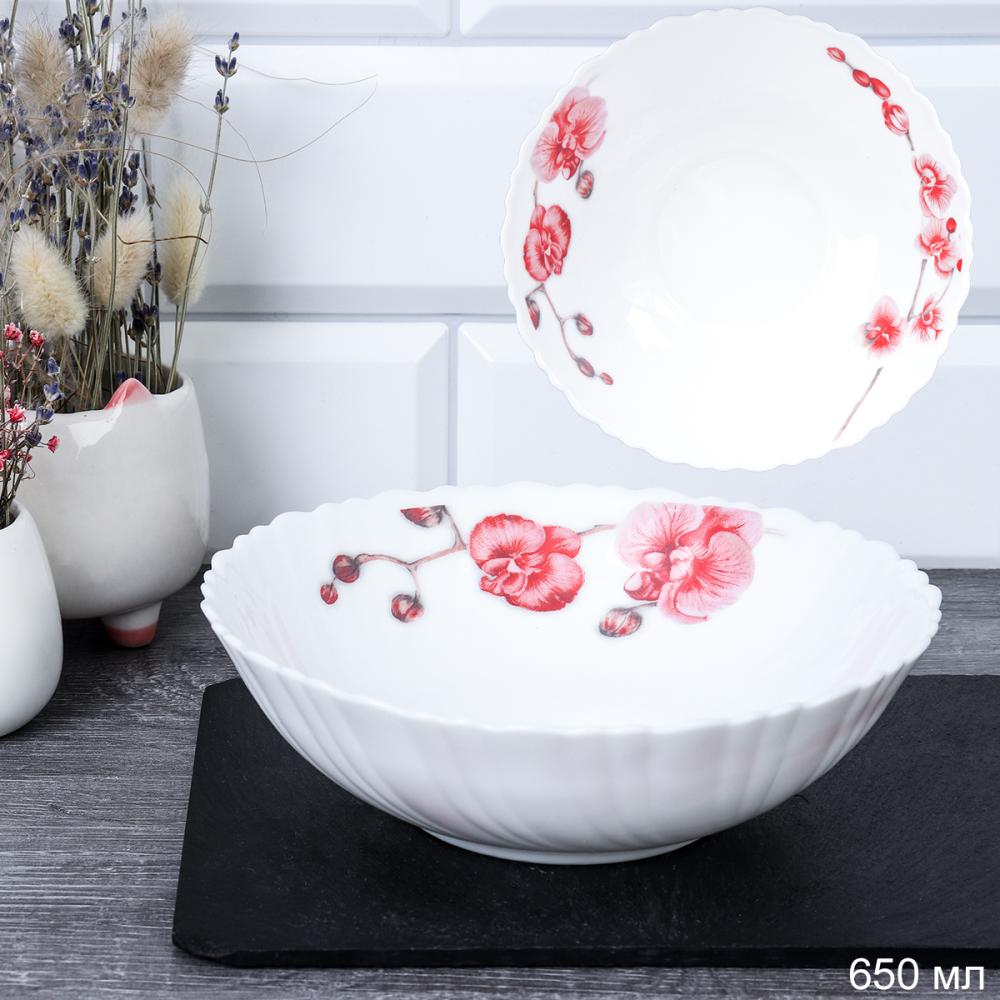 Салатник 650 мл 175 мм тарелка глубокая / TW-70 (6755) /уп 6/48/ Орхидея на ветке